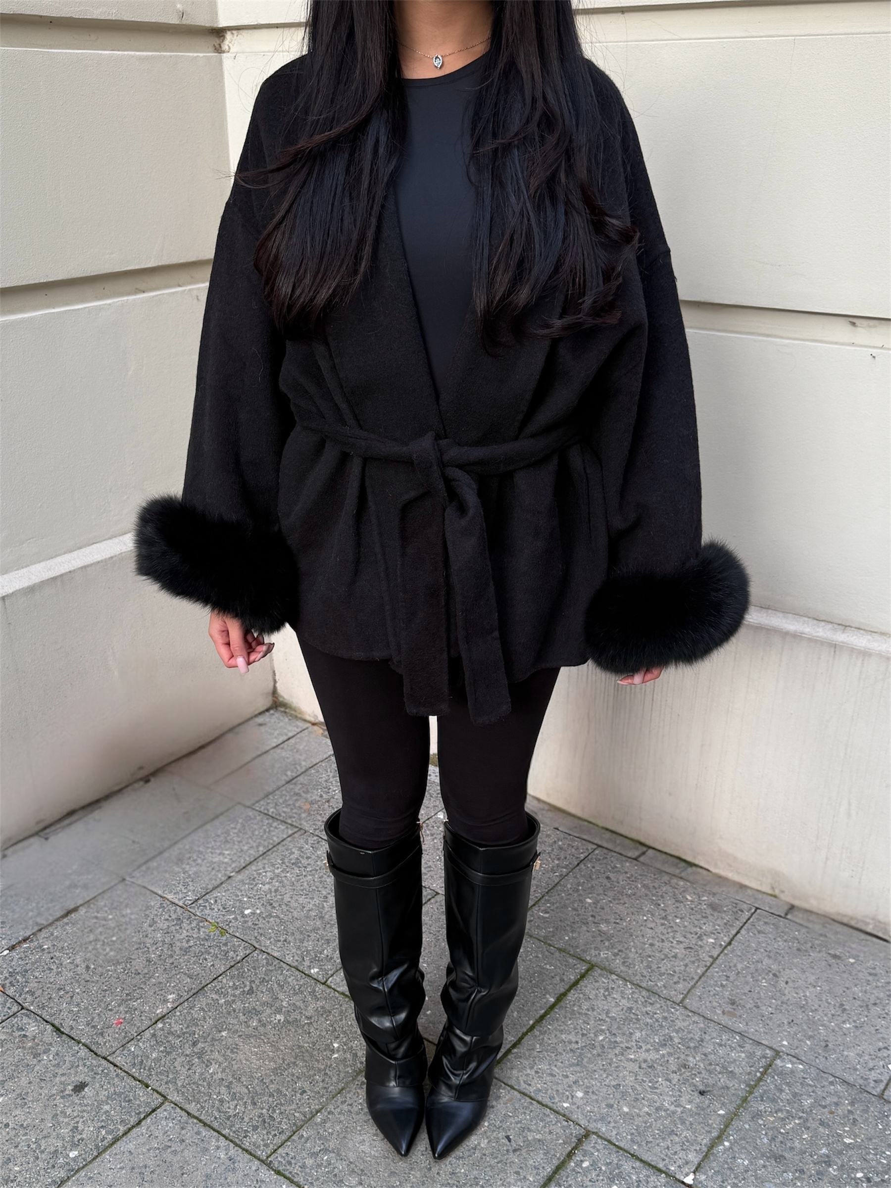 Luna Belted Trim Coat